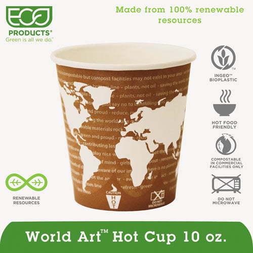 World Art Renewable And Compostable Hot Cups Convenience Pack, 10 Oz, 50-pack