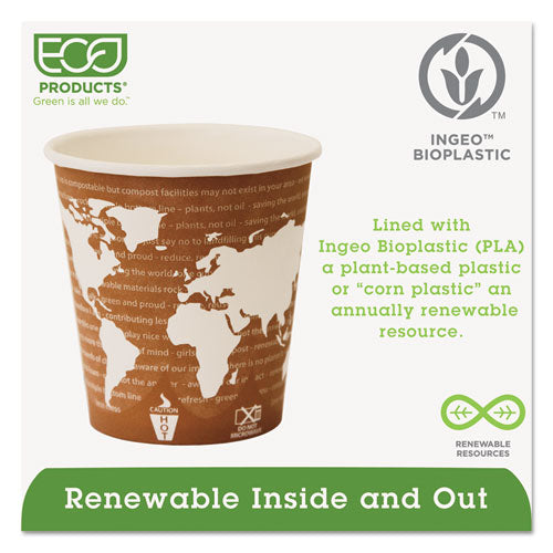 World Art Renewable And Compostable Hot Cups, 10 Oz, 50-pack, 20 Packs-carton