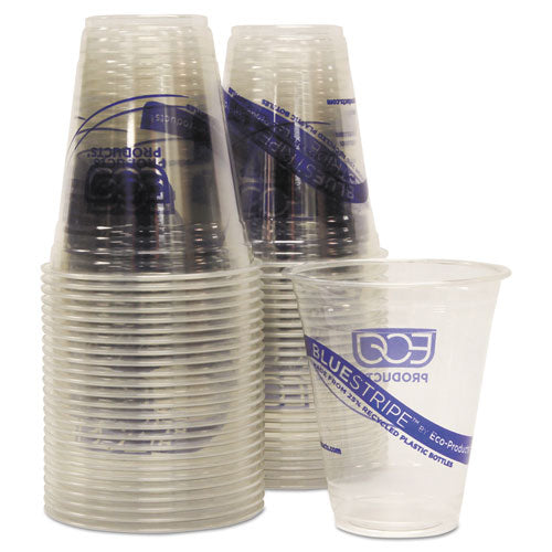 Bluestripe 25% Recycled Content Cold Cups Convenience Pack, 12 Oz, Clear-blue, 50-pack