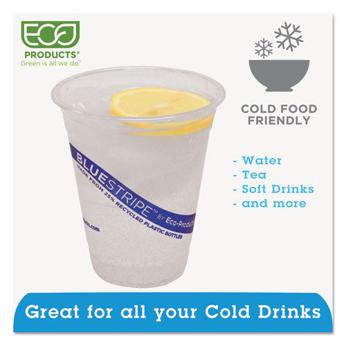 Bluestripe 25% Recycled Content Cold Cups, 12 Oz, Clear-blue, 50-pack, 20 Packs-carton