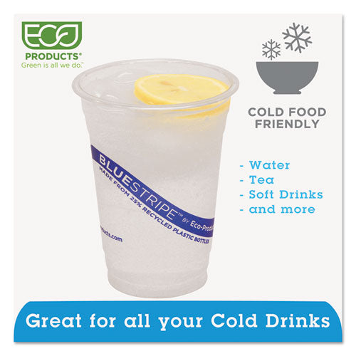 Bluestripe 25% Recycled Content Cold Cups, 16 Oz, Clear-blue, 50-pack, 20 Packs-carton