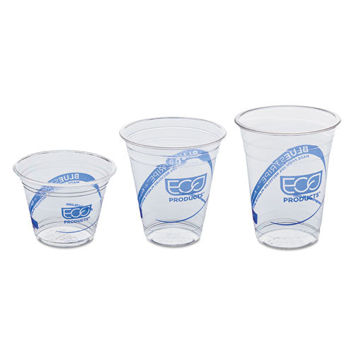 Bluestripe 25% Recycled Content Cold Cups Convenience Pack, 9 Oz, Clear-blue, 50-pack