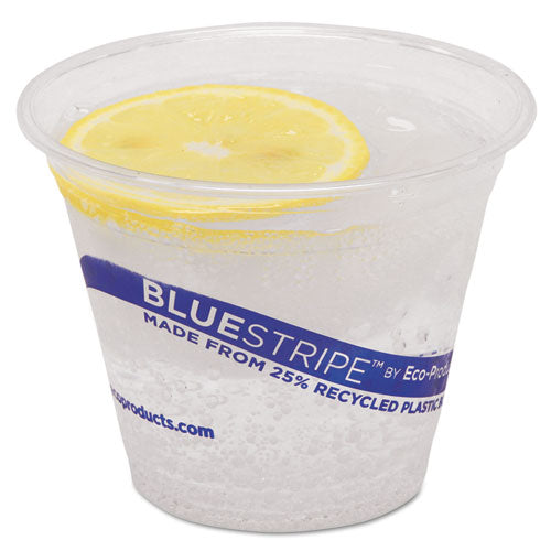 Bluestripe 25% Recycled Content Cold Cups, 9 Oz, Clear-blue, 50-pack, 20 Packs-carton