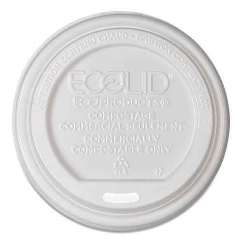 Ecolid Renewable-compostable Hot Cup Lids, Pla, Fits 8 Oz Hot Cups, 50-packs, 16 Packs-carton