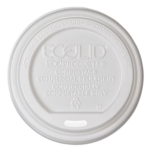 Ecolid Renewable-compostable Hot Cup Lid, Pla, Fits 10 Oz To 20 Oz Hot Cups, 50-pack, 16 Packs-carton