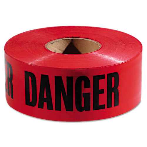 Danger Barricade Tape, 3" X 1,000 Ft, Red-black, 8 Rolls-carton