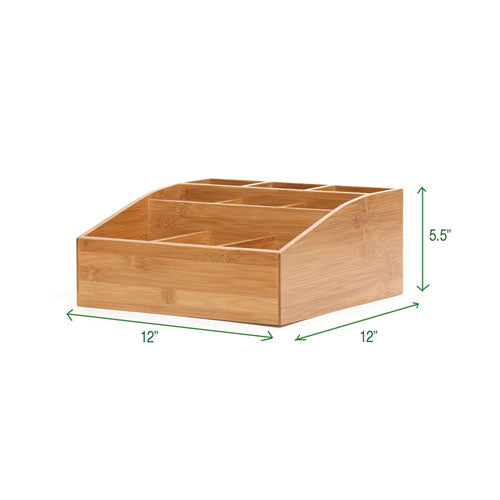 Square 9 Compartment Condiment Organizer, 12 X 12 X 5.5, Bamboo