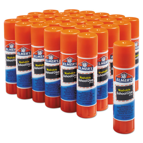 Washable School Glue Sticks, 0.24 Oz, Applies And Dries Clear, 30-box