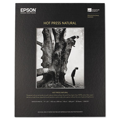 Hot Press Natural Fine Art Paper, 17 Mil, 17 X 22, Smooth Matte Natural, 25-pack