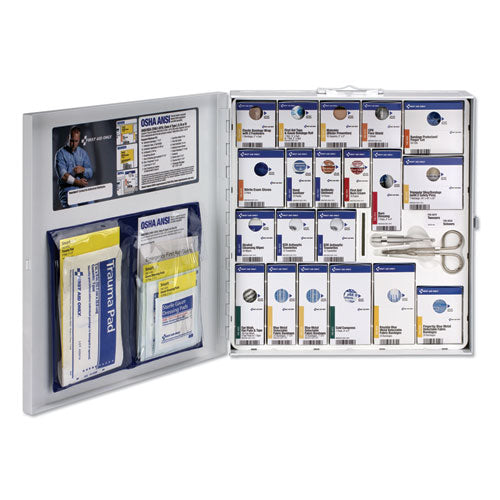 Ansi 2015 Smartcompliance Food Service First Aid Kit, W-o Medication, 50 People, 260 Pieces, Metal Case