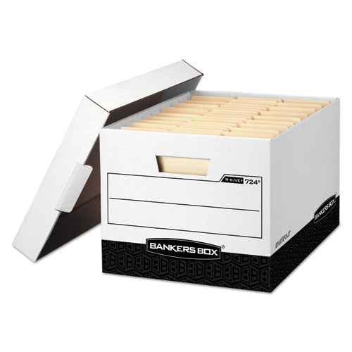 R-kive Heavy-duty Storage Boxes, Letter-legal Files, 12.75" X 16.5" X 10.38", White-black, 12-carton