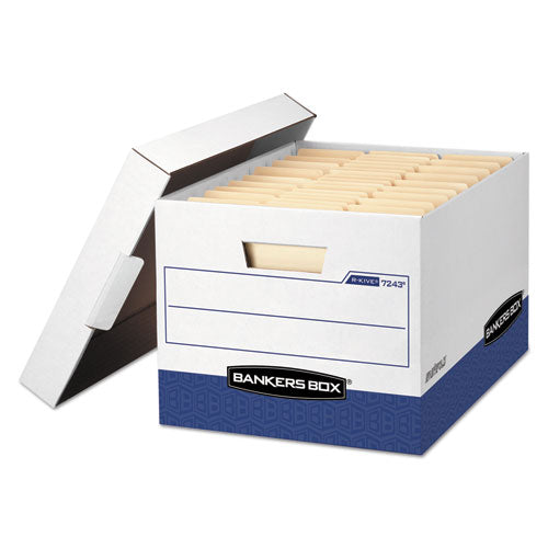 R-kive Heavy-duty Storage Boxes, Letter-legal Files, 12.75" X 16.5" X 10.38", White-blue, 12-carton