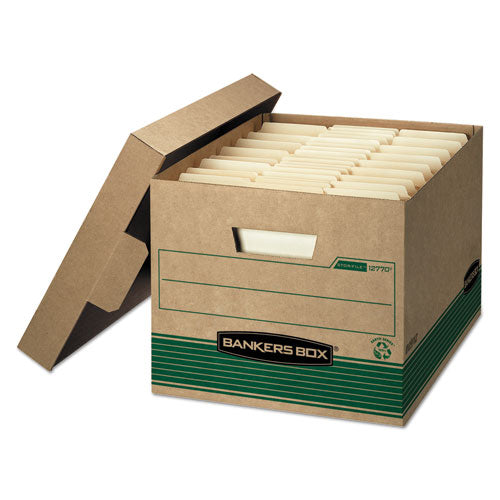 Stor-file Medium-duty 100% Recycled Storage Boxes, Legal Files, 15.88" X 25.38" X 10.25", Kraft-green, 12-carton
