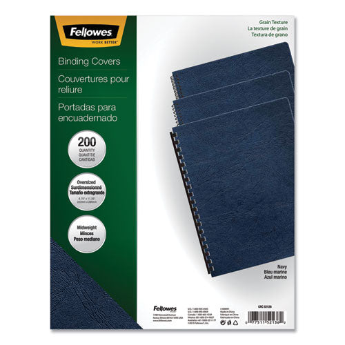Classic Grain Texture Binding System Covers, 11-1-4 X 8-3-4, Navy, 200-pack