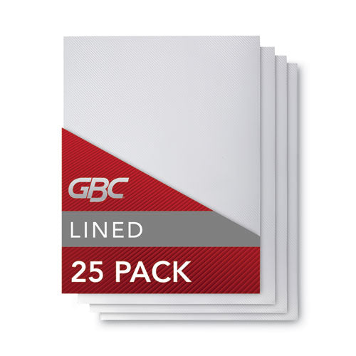 Design View Poly Presentation Covers For Binding Systems, Clear Lined, 11 X 8.5, Unpunched, 25-pack