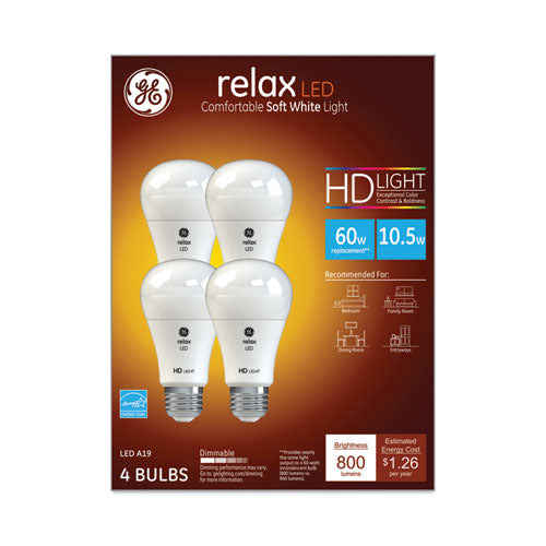 Led Relax Led Light Bulb, A19 Bulb, Dimmable, 10.5 W, Daylight, 4-pack