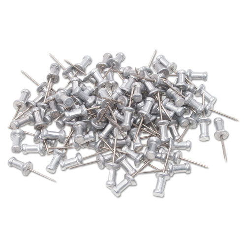 Aluminum Head Push Pins, Aluminum, Silver, 5-8", 100-box