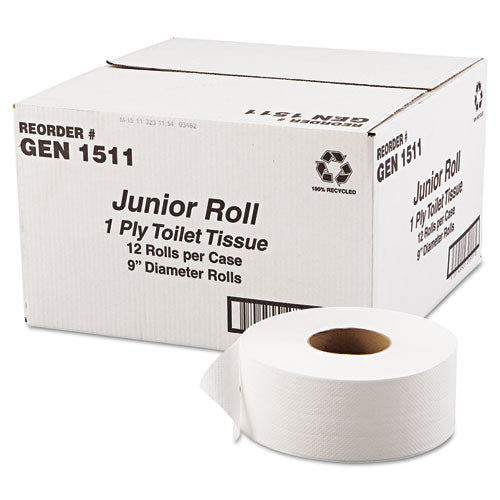 Jrt Jumbo Bath Tissue, Septic Safe, 1-ply, White, 9" Dia, 3.5 X 1,200 Ft, 12 Rolls-carton
