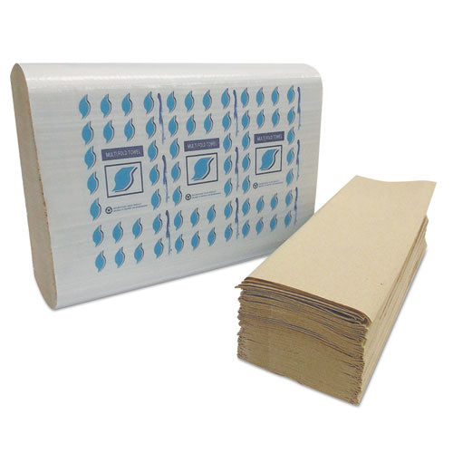 Multi-fold Paper Towels, 1-ply, Kraft, 334 Towels-pack, 12 Packs-carton
