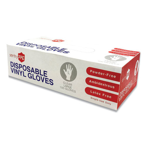 Single Use Vinyl Glove, Clear, Large, 100-box, 10 Boxes-carton