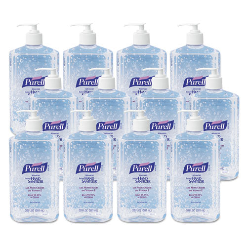 Advanced Refreshing Gel Hand Sanitizer, 20 Oz Pump Bottle, Clean Scent, 12-carton