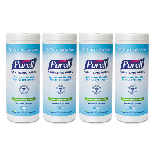 Premoistened Hand Sanitizing Wipes, Cloth, 5.75 X 7, 100-canister
