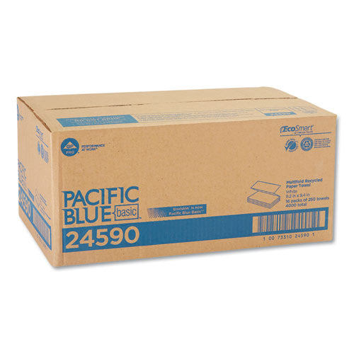 Pacific Blue Basic M-fold Paper Towels, 9 1-5 X 9 2-5, White, 250-pack, 16 Pk-ct