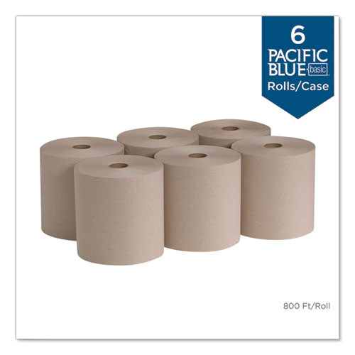 Pacific Blue Basic Nonperforated Paper Towels, 7.78 X 800 Ft, Brown, 6 Rolls-carton