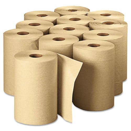 Pacific Blue Basic Nonperforated Paper Towels, 7 7-8 X 350ft, Brown, 12 Rolls-ct