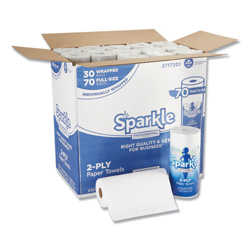 Sparkle Ps Premium Perforated Paper Kitchen Towel Roll, 2-ply, 11x8 4-5, White,70 Sheets,30 Rolls-ct