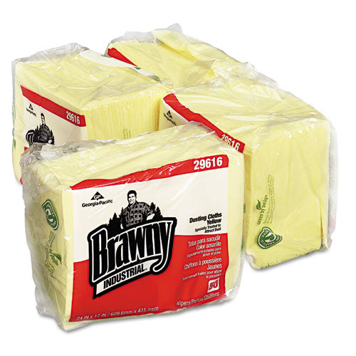 Dusting Cloths Quarterfold, 17 X 24, Yellow, 50-pack, 4 Packs-carton