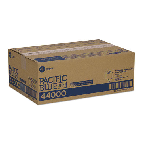 Pacific Blue Select 2-ply Center-pull Perf Wipers,8 1-4 X 12, 520-roll, 6 Rl-ct