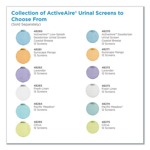 Activeaire Deodorizer Urinal Screen, Coastal Breeze, W-side Tab, Blue, 12-ctn