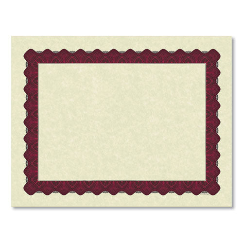 Metallic Border Certificates, 11 X 8.5, Ivory-red, 100-pack