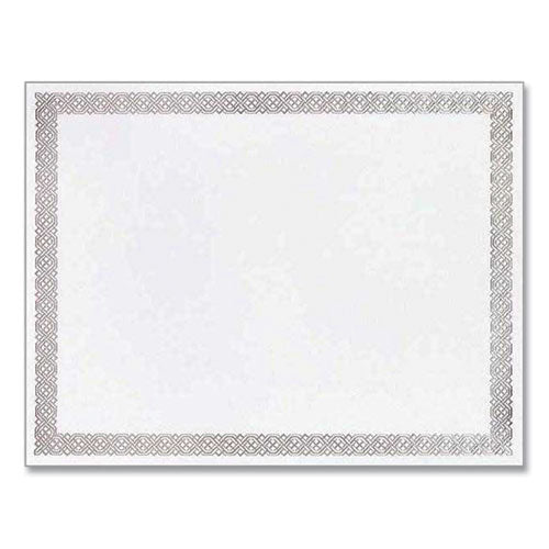 Foil Border Certificates, 8.5 X 11, Ivory-silver, Braided With Silver Border, 15-pack