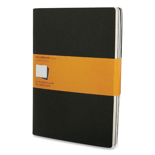 Cahier Journal, Quadrille Rule, Black Cover, 7.5 X 10, 3-pack
