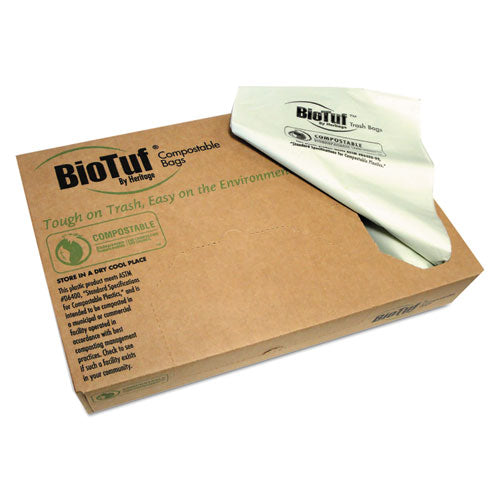 Biotuf Compostable Can Liners, 64 Gal, 0.8 Mil, 47" X 60", Green, 125-carton