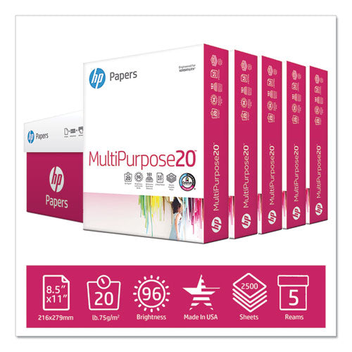 Multipurpose20 Paper, 96 Bright, 20lb, 8.5 X 11, White, 500 Sheets-ream, 5 Reams-carton