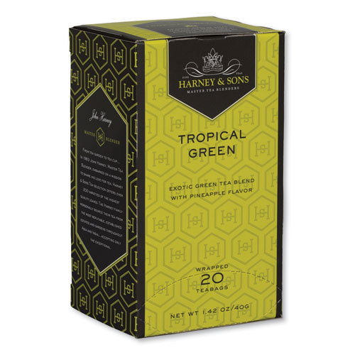 Premium Tea, Tropical Green Tea, Individually Wrapped Tea Bags, 20-box