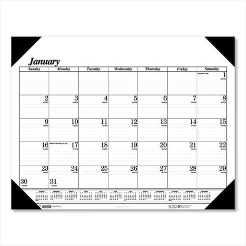 Recycled One-color Refillable Monthly Desk Pad Calendar, 22 X 17, White Sheets, Black Binding-corners,12-month(jan-dec): 2023