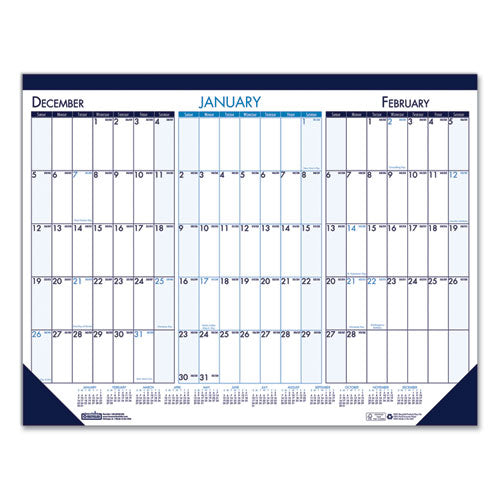 Three Month Desk Pad Calendar, 22 X 17, 2021-2023