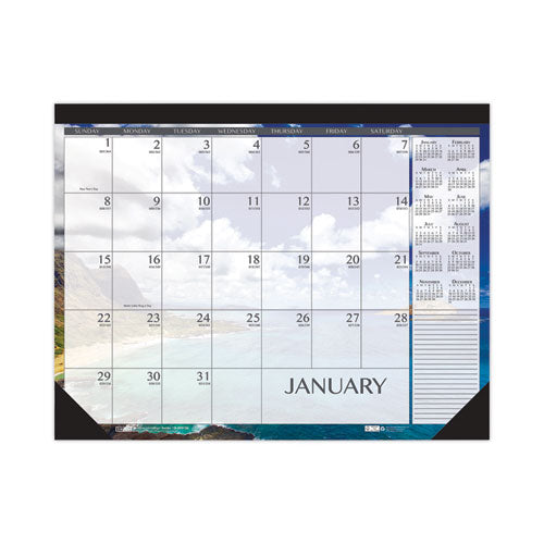 Recycled Earthscapes Desk Pad Calendar, Seascapes Photography, 22 X 17, Black Binding-corners,12-month (jan To Dec): 2023