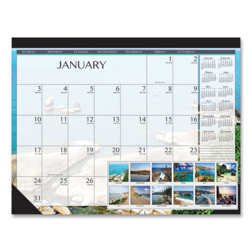 Recycled Earthscapes Desk Pad Calendar, Seascapes Photography, 22 X 17, Black Binding-corners,12-month (jan To Dec): 2023