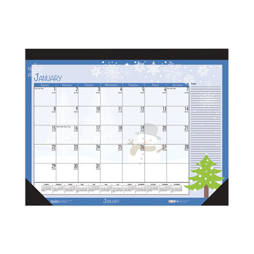 Recycled Desk Pad Calendar, Earthscapes Seasonal Artwork, 22 X 17, Black Binding-corners,12-month (jan To Dec): 2023