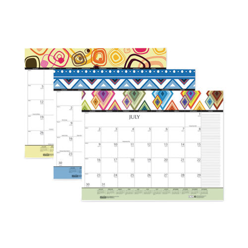 Recycled Desk Pad Calendar, Geometric Artwork, 22 X 17, White Sheets, Black Binding-corners,12-month (jan To Dec): 2023
