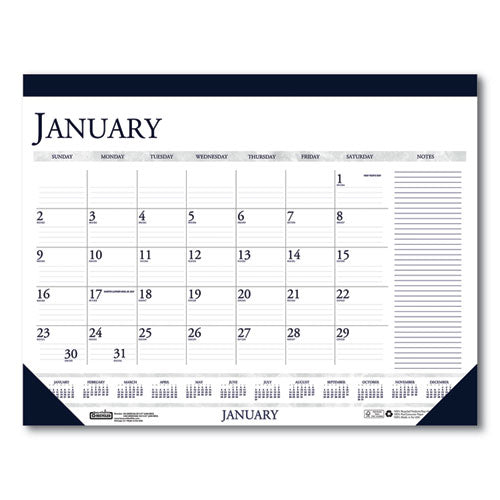 Recycled Two-color Monthly Desk Pad Calendar With Notes Section, 22 X 17, Blue Binding-corners, 12-month (jan-dec): 2023