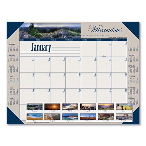 Earthscapes Recycled Monthly Desk Pad Calendar, Motivational Photos, 22 X 17, Blue Binding-corners, 12-month (jan-dec): 2023