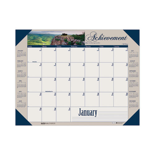 Earthscapes Recycled Monthly Desk Pad Calendar, Motivational Photos, 22 X 17, Blue Binding-corners, 12-month (jan-dec): 2023