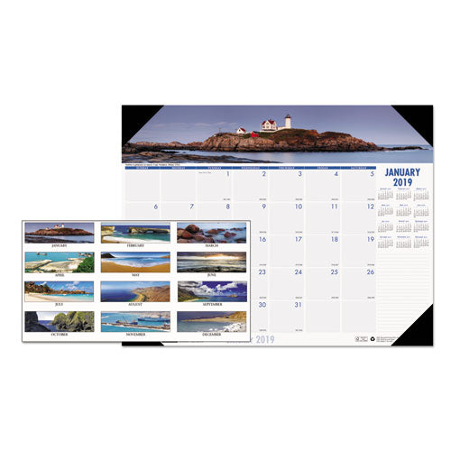 Earthscapes Recycled Monthly Desk Pad Calendar, Coastlines Photos, 22 X 17, Black Binding-corners,12-month (jan-dec): 2023