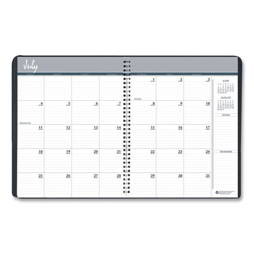 Academic Ruled Monthly Planner, 14-month July-august, 11 X 8.5, Black, 2021-2022